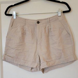 Forever 21 Mid/High Rise Linen Shorts, Light Tan, Size 26